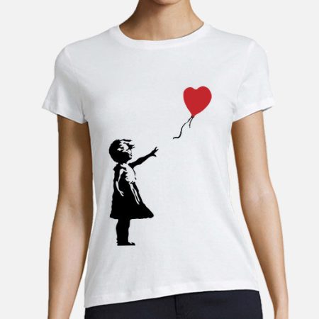 camiseta banksy chica con globo